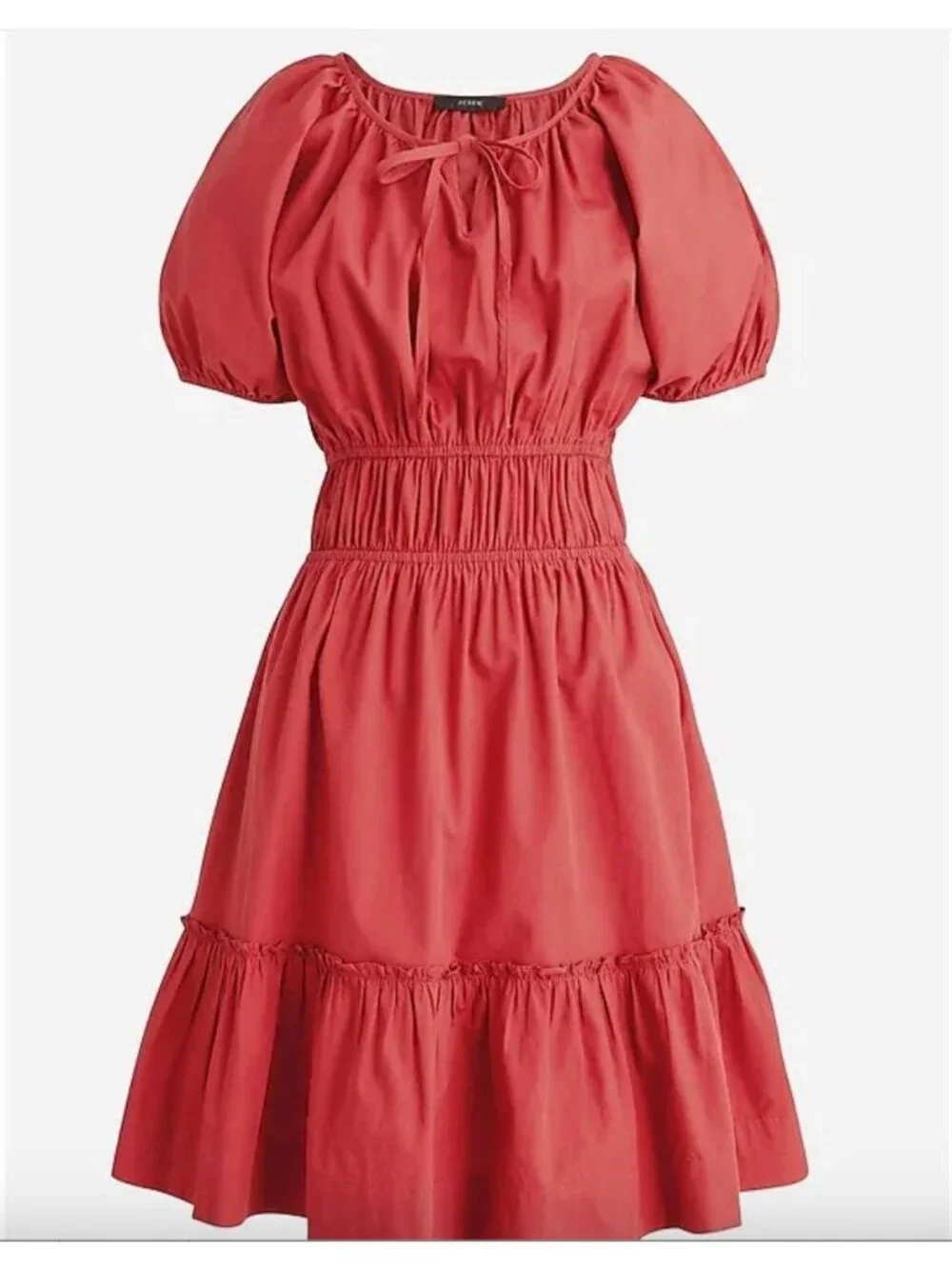 J.‎ CREW Poplin Puff Sleeve Cinched Waist Dress. Cinnamon. Size Medium